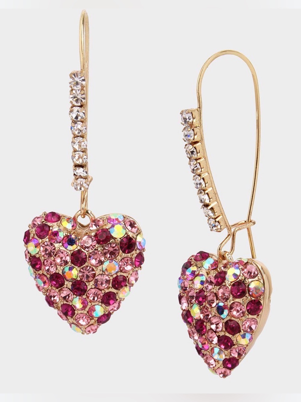 NWT ⚜️💖⚜️ Betsey Johnson Pink Rhinestone Heart Drop Earrings